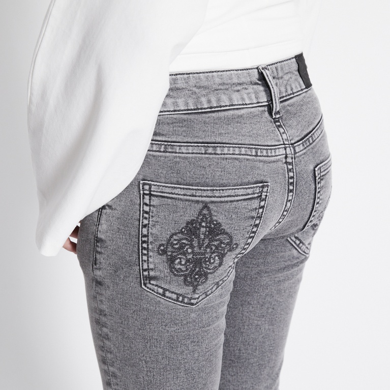 Embroidery flare jeans "Skippy Flare Deco" Grey
